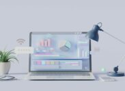 Illustrasjon av laptop med beregning av renter