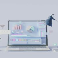 renter Illustrasjon av laptop med beregning av renter